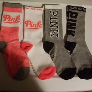 Pink cotton athletic crew sock lot. VS new 4pairs